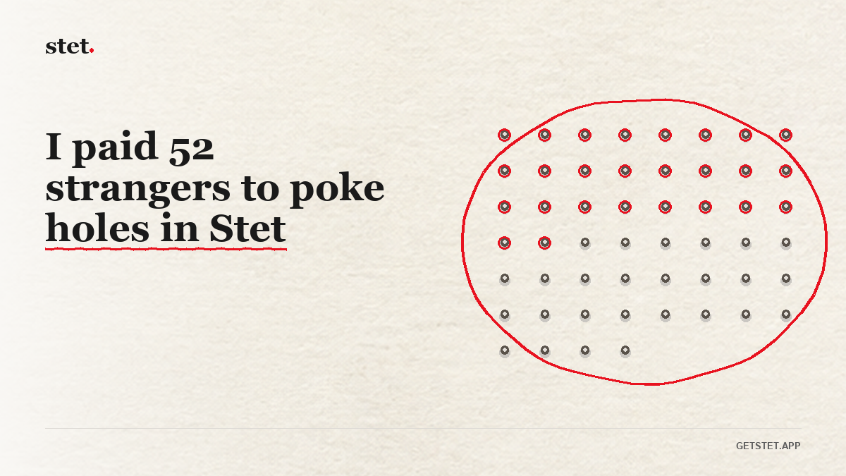 A field of 52 people represented by small circles, with the study participants marked in red.